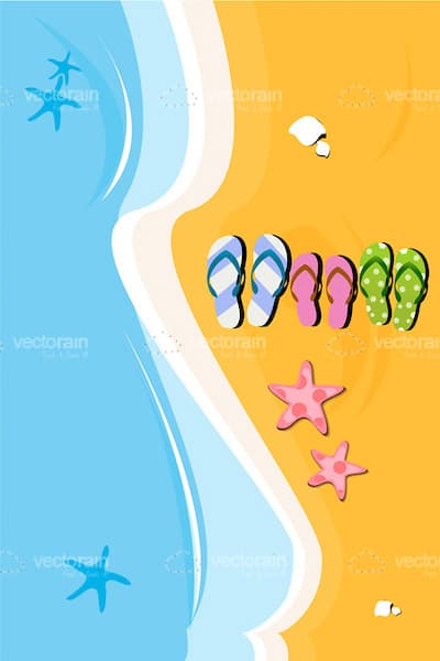 Colorful Flip Flops on the Beach